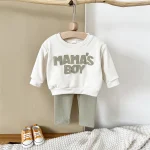 2025 Baby Boy Clothes MAMA'S BOY Sets Fall Baby Girl Infant Outfit Sweatshirt Top Pants 2Pcs Long Sleeve Winter Warm Infant Suit - Image 5