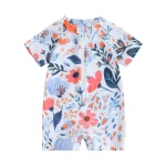 Toddler Girls Rash Guard Swimsuit Rompers Zipper Short Sleeve Floral Print Kids Bathing Suit Baby Swimwear - Image 8