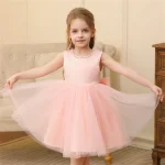 Kids Girls 2-8T Birthday Clothes Backless Bow Cute Baby Baptism Gown Kids Wedding Party Elegant Princess Dresses With Pearls - Image 7