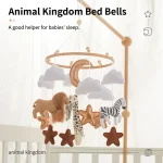 Crib Mobile Bed Bell Wooden Baby Rattles Soft Felt Cartoon Animal Bed Bell Newborn Music Box Hanging Toy Crib Bracket Baby Gifts - Image 2
