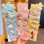 10 Pcs/Set New Baby Girl Cute Colors Flower Hair Bands Ponytail Holder children Soft Scrunchies Rubber Kids Hair Accessories
