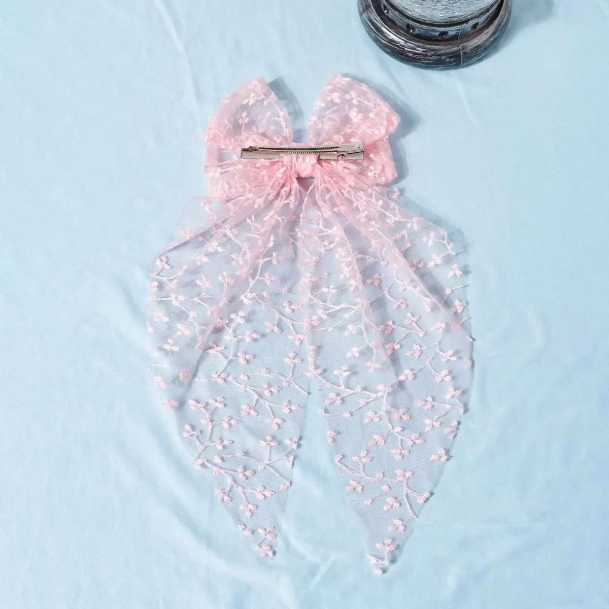 1pc Girls Wedding Decor Embroidery Lace Bow Long Tail Hair Accessory Kids Party Wear Hair Clip Teenage Fahion Ponytail Barrettes - Image 4