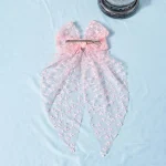 1pc Girls Wedding Decor Embroidery Lace Bow Long Tail Hair Accessory Kids Party Wear Hair Clip Teenage Fahion Ponytail Barrettes - Image 4