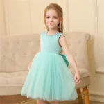 Kids Girls 2-8T Birthday Clothes Backless Bow Cute Baby Baptism Gown Kids Wedding Party Elegant Princess Dresses With Pearls - Image 9