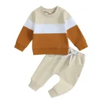 Newborn Baby Boy Pant Sets Autumn Clothes 2 Piece Outfits Contrast Color Long Sleeve Sweatshirt and Elastic Pants Baby Items - Image 9