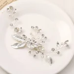 Trendy Gold Silver Color Flower Leaf Crystal Hairpin Headband Tiara Bridal Wedding Hair Accessories Headpiece Jewelry Ornaments - Image 4