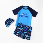 Kids Boy Swimsuit Cool Summer Children Board Shorts 3pieces Boys Swimwear Beach Surfing Girls Swimwear Bathing Suits with Hats - Image 2