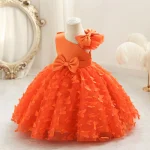 Toddler Baby Girls Clothes Elegant Bow Tulle Dress Summer Kids Princess Party Birthday Dress Butterfly Solid Mesh Dress - Image 13
