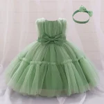 Infant Baby 1st Birthday Baptism Dresses For Girls Kids Elegant Wedding Party Princess Dress Tulle Toddler Girl Summer Clothes - Image 8