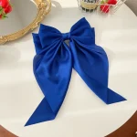 Korean Accessories Hair Clips for Women Girls Big Bowknot Solid Satin Long Ribbon Bows Spring Clamp Barette Cheveux Femme 2023 - Image 7
