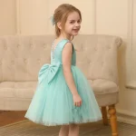 Kids Girls 2-8T Birthday Clothes Backless Bow Cute Baby Baptism Gown Kids Wedding Party Elegant Princess Dresses With Pearls - Image 4