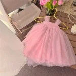 Fashion Baby Girl Bow Vestido Party Dance Birthday Baby Clothes 1-10Y Princess Child SleevelessStrap Tutu Dress Infant Toddler - Image 4