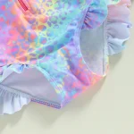 Baby Girl Fish Scale Print Swimsuit 1Piece Long Sleeve Swimwear Floral Zipper Ruffle Toddler Bathing Suit Beach Outfit - Image 4