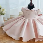 Birthday Party Pink Dresses For Baby Girls Princess Toddler Baptism VestidosBig Bow Ball  Children Infant Clothes Gown Matching - Image 2