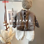 Baby Boy Clothes Spring Autumn Fashion Suit Leather Pu Vest + All Over Print Shirt + Cotton Pants 3-pcs Set  Kids Outfits 2-10 Y