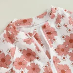 Baby Girls Swimsuit Long Sleeve Flower Print Zipped Bikini with Hat Newborn Swimwear for Summer Kids Bathing Suits - Image 4