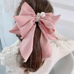 Fashion Girls Women Hair Accessories Headdress Big Bow Ponytail Clips Ribbon Bowknot - Image 3