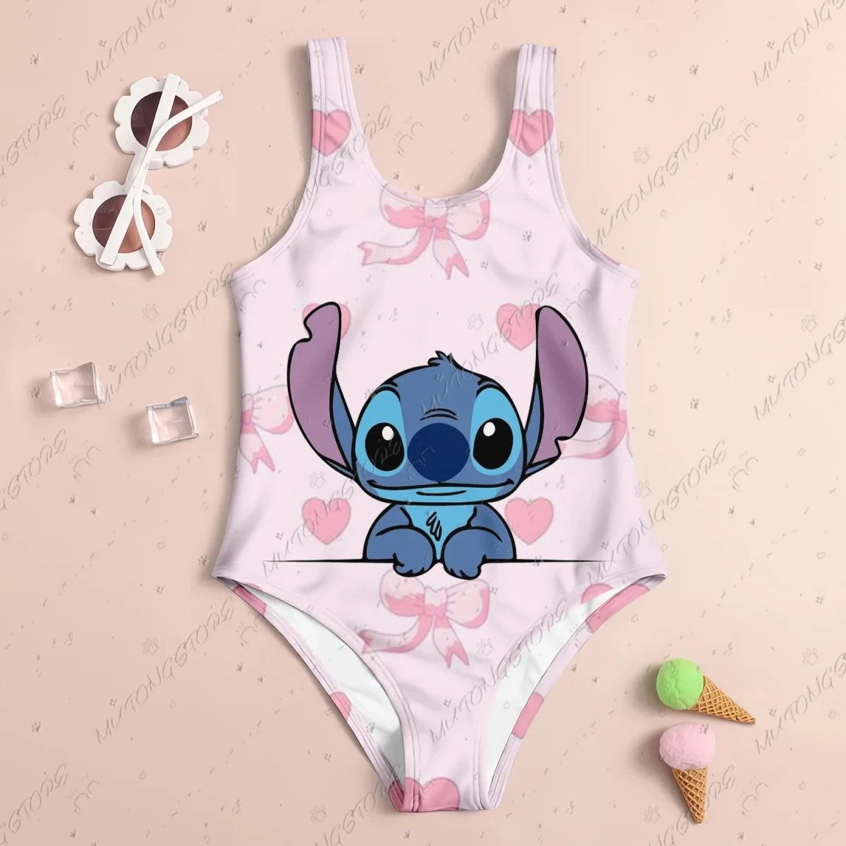 24 New Baby Swimsuit Girl 2024 Stitch Children Women Swimwear Beach Swimsuit Kids 4-14 Years Old Sell Like Hot Cakes Girls' Girl - Image 4