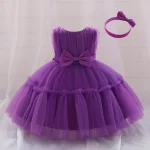 Infant Baby 1st Birthday Baptism Dresses For Girls Kids Elegant Wedding Party Princess Dress Tulle Toddler Girl Summer Clothes - Image 14