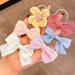 10 Pcs/Set New Baby Girl Cute Colors Flower Hair Bands Ponytail Holder children Soft Scrunchies Rubber Kids Hair Accessories - Image 4