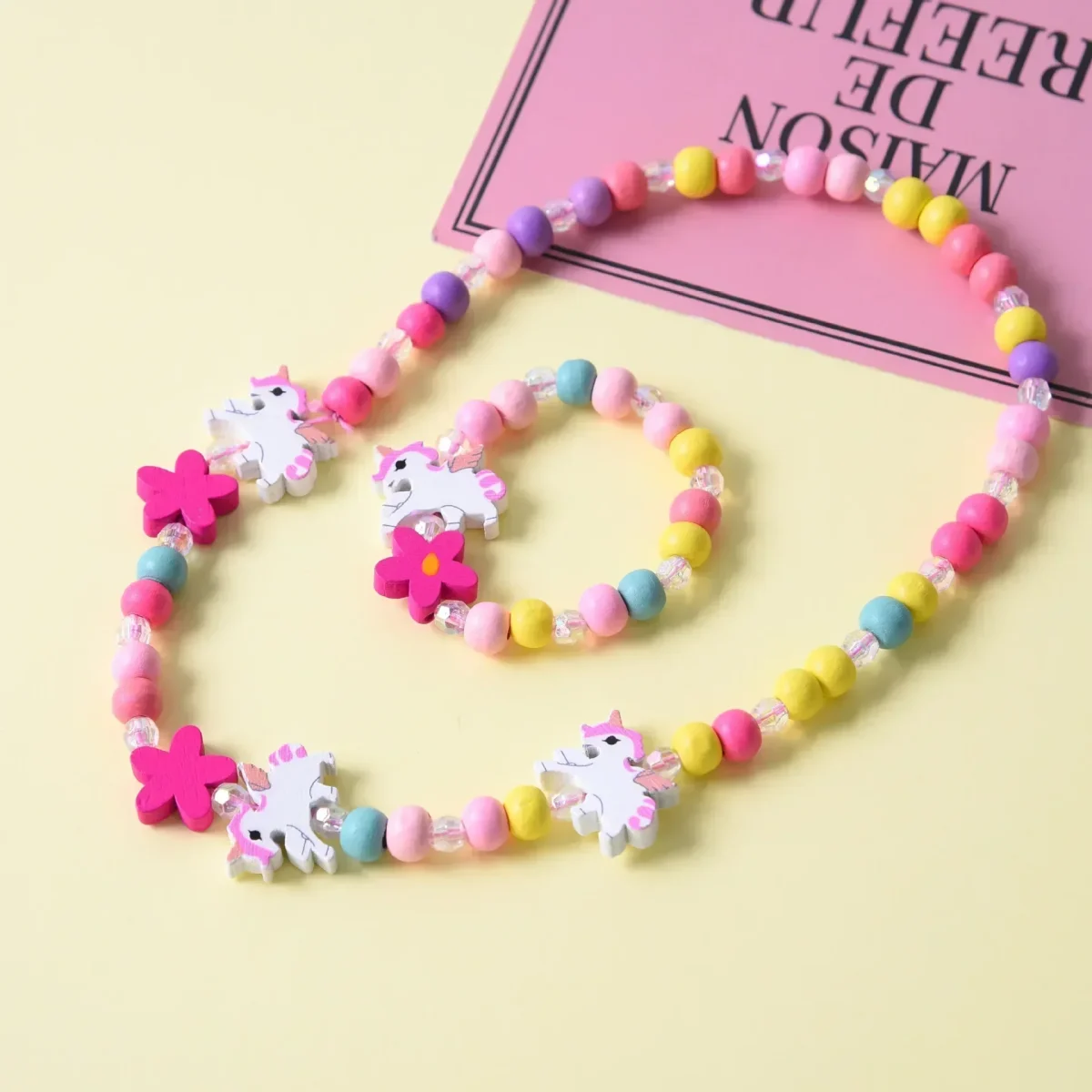 Girl Beads Toys Necklace + Bracelet Unicorn Baby Handmade Necklace Accessories Princess Children Birthday Gifts - Image 1