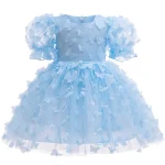 Baby Dresses Elegant Party Dresses For Girls Fashion Lace Sleeve Flower Girl Dress Embroidery Butterfly Children's Summer Dress - Image 7