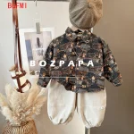 Baby Boy Clothes Spring Autumn Fashion Suit Leather Pu Vest + All Over Print Shirt + Cotton Pants 3-pcs Set  Kids Outfits 2-10 Y - Image 3