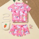 Girls Buoyancy Swimsuit Summer Kids Pool Swimwear 2025 New Children Cartoon Print Floating Rash Guards Infant Beach Clothing