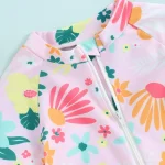 Toddler Girls Rash Guard Swimsuit Rompers Zipper Short Sleeve Floral Print Kids Bathing Suit Baby Swimwear - Image 5