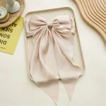 Korean Accessories Hair Clips for Women Girls Big Bowknot Solid Satin Long Ribbon Bows Spring Clamp Barette Cheveux Femme 2023 - Image 9