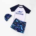 Kids Boy Swimsuit Cool Summer Children Board Shorts 3pieces Boys Swimwear Beach Surfing Girls Swimwear Bathing Suits with Hats - Image 3