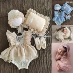 Newborn Photography Props Baby Girl Hat Shoes Lace Romper Bodysuits Outfits Photo Clothing Fotografia Boy Costume Accessories