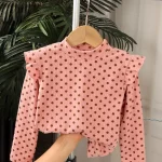 Kids Long Sleeved Undershirt Girls Cute Floral Dots T-shirt 2-10T Children Boys Sweet Tops Bottoming Shirt  t shirt for kids boy - Image 8