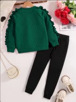 Spring and Autumn children fashion sports set girls sweater + casual pants two-piece girls cartoon heart printed clothing - Image 2