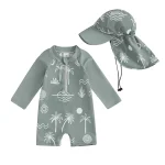 Tregren Toddler Boys Rash Guard Swimsuit Long Sleeve Turtle/Dinosaur Print Infant Bathing Suit Swimwear with Swim Caps Beachwear - Image 13