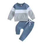 Newborn Baby Boy Pant Sets Autumn Clothes 2 Piece Outfits Contrast Color Long Sleeve Sweatshirt and Elastic Pants Baby Items - Image 8