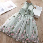 Girls Dress Summer Clothes Hanfu Fashion Children's Vintage Net Yarn Dress Kids Girls Dresses for School Wedding of 12 Years Old - Image 3