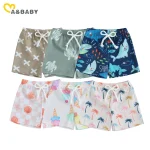ma&baby 6M-4Y Infant Toddler Kid Baby Boy Swimsuit Animal Shell Coconut Tree Print Shorts Children Beachwear Bathing Suit