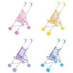 Trendy Interactive Dolls Pram Plastic Pretend Play Toys Doll Handcart Stable Doll Accessories for Boys Girls Babies