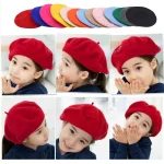 Fashion Baby Beret Hat for Girls Wool Vintage Children Beanies Cap Kids Painter Hats Toddler Candy Color Hair Accessories - Image 3