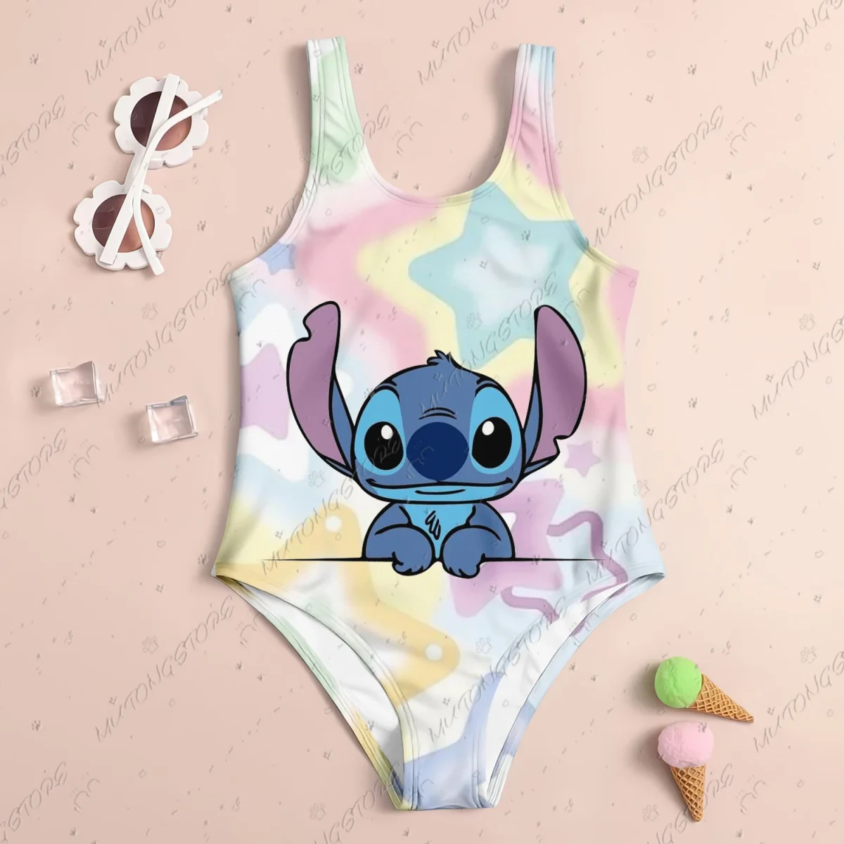 24 New Baby Swimsuit Girl 2024 Stitch Children Women Swimwear Beach Swimsuit Kids 4-14 Years Old Sell Like Hot Cakes Girls' Girl - Image 3