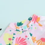 Toddler Girls Rash Guard Swimsuit Rompers Zipper Short Sleeve Floral Print Kids Bathing Suit Baby Swimwear - Image 4