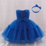 Infant Baby 1st Birthday Baptism Dresses For Girls Kids Elegant Wedding Party Princess Dress Tulle Toddler Girl Summer Clothes - Image 12