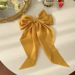 Korean Accessories Hair Clips for Women Girls Big Bowknot Solid Satin Long Ribbon Bows Spring Clamp Barette Cheveux Femme 2023 - Image 8