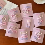 4pcs/set Cute Colorful Geometric Mini Hair Clips For Girls Sweet Hair Ornament Hairpins Barrettes Kids Lovely Hair Accessories - Image 2