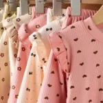 Kids Long Sleeved Undershirt Girls Cute Floral Dots T-shirt 2-10T Children Boys Sweet Tops Bottoming Shirt  t shirt for kids boy - Image 4