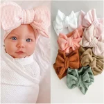 Baby Girl Hair Accessories Baby Headband Newborn Children's Headwear Knit Big Bow Double Layer Kids Hair Band Turban Headdress - Image 2