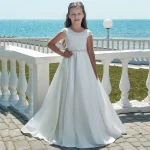 Baby Girls Dresses Off Shoulder Pearls Lace Butterflies Flower Girl Dress Infant First Birthday Party Gown - Image 7