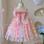 New Baby Girls Birthday Party Evening Dresses Summer Butterfly Wings Children Clothes Sweet Colorful Toddler Kids Costume - Image 7