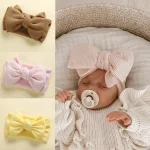 Baby Girl Hair Accessories Baby Headband Newborn Children's Headwear Knit Big Bow Double Layer Kids Hair Band Turban Headdress